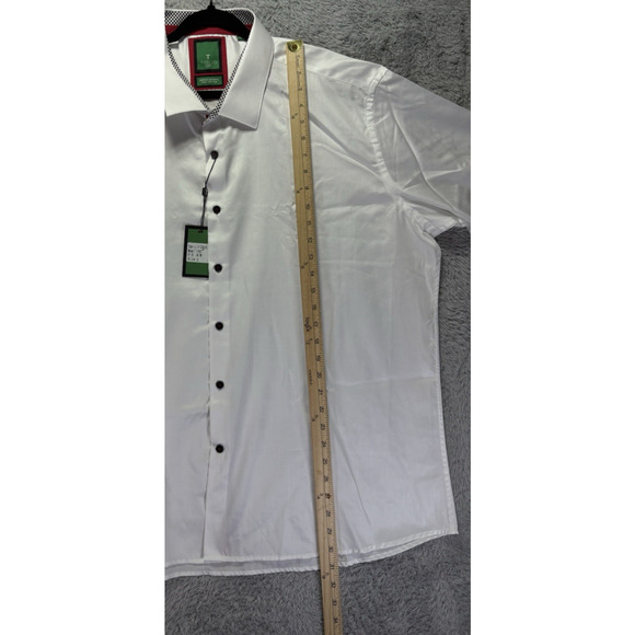 Men's Tiglio 3X White Button Down Sport Slim Fit Shirt Long Slv Flip Cuff NWT - Picture 7 of 13